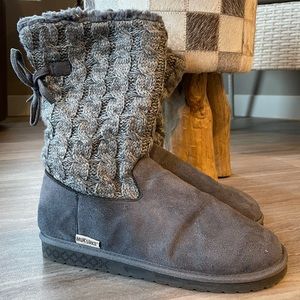 Muk Luks | Grey Cardigan Leather Boots